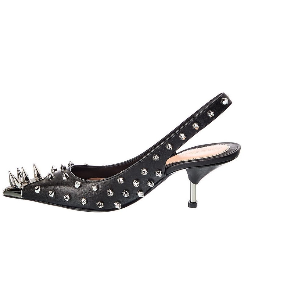 Alexander McQueen Punk Stud Leather Slingback Pump - Picture 2 of 6